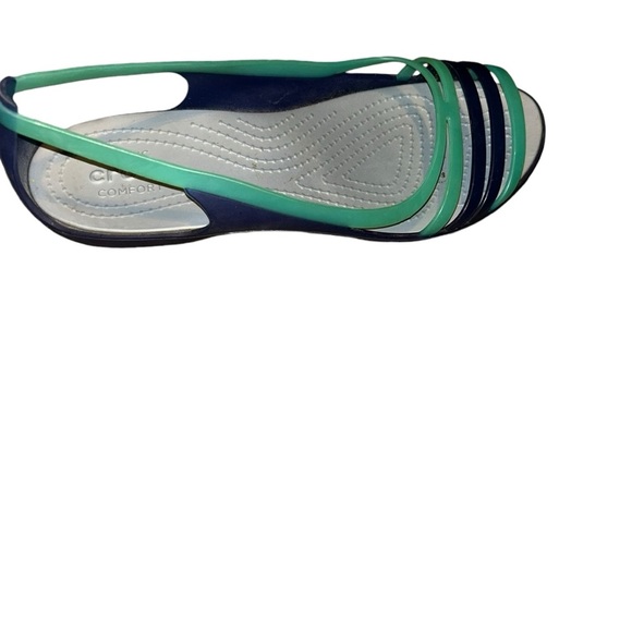 CROCS Women's Isabella Strappy Sandal Open Toe blue teal flats shoes size 8 - Picture 1 of 6